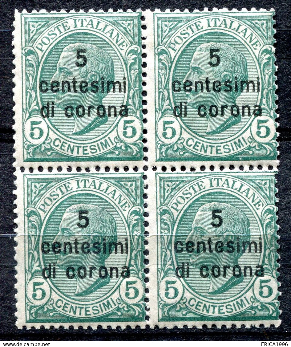 Z2999 ITALIA OCCUPAZIONI DALMAZIA 1921 5 C. Quartina, MNH**, Sassone 2, Valore Catalogo € 80, Ottime Condizioni - Dalmazia