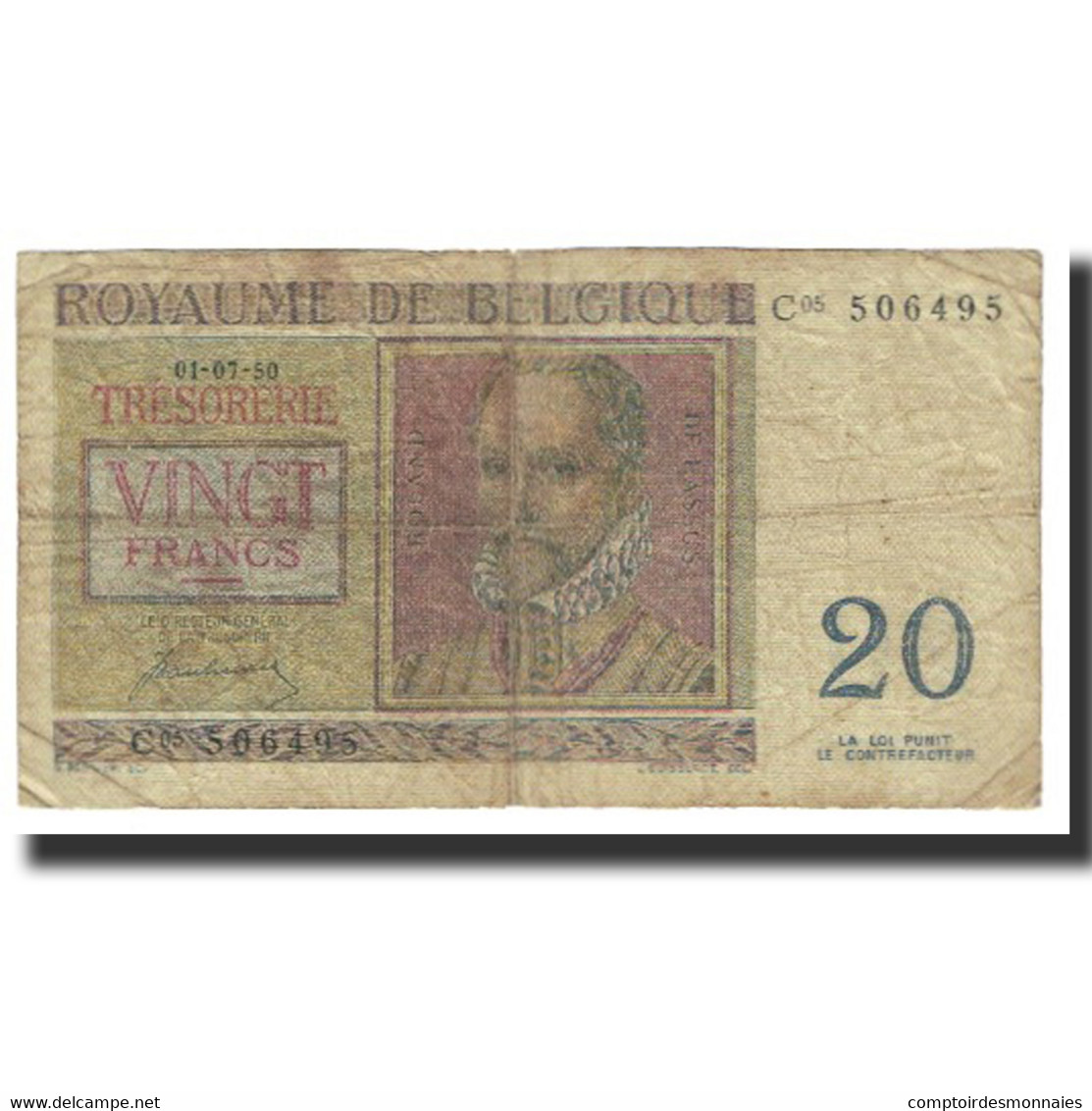 Billet, Belgique, 20 Francs, 1950, 1950-07-01, KM:132b, TB - 20 Francos