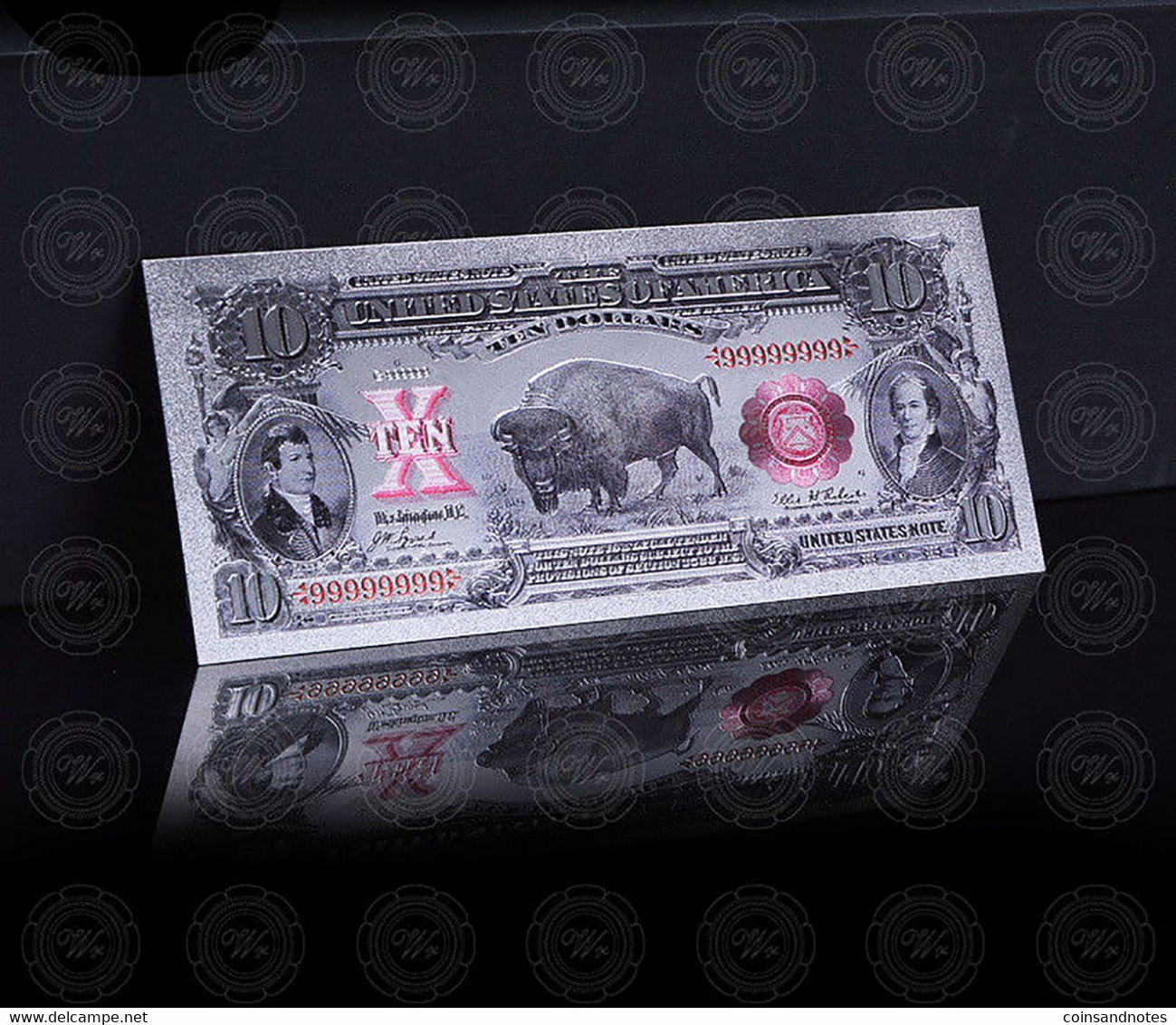 USA - Polymer 10$ 'Bison' Banknote - Completely Silver Laminated - UNC & CRISP - Sets & Sammlungen