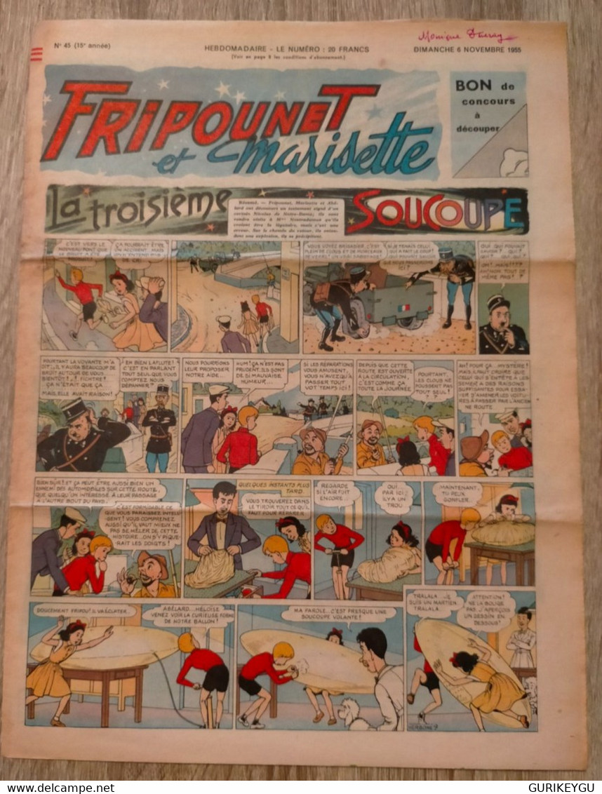 Fripounet Et Marisette N° 45  Sylvain Sylvette  06/11/1955 - Sylvain Et Sylvette