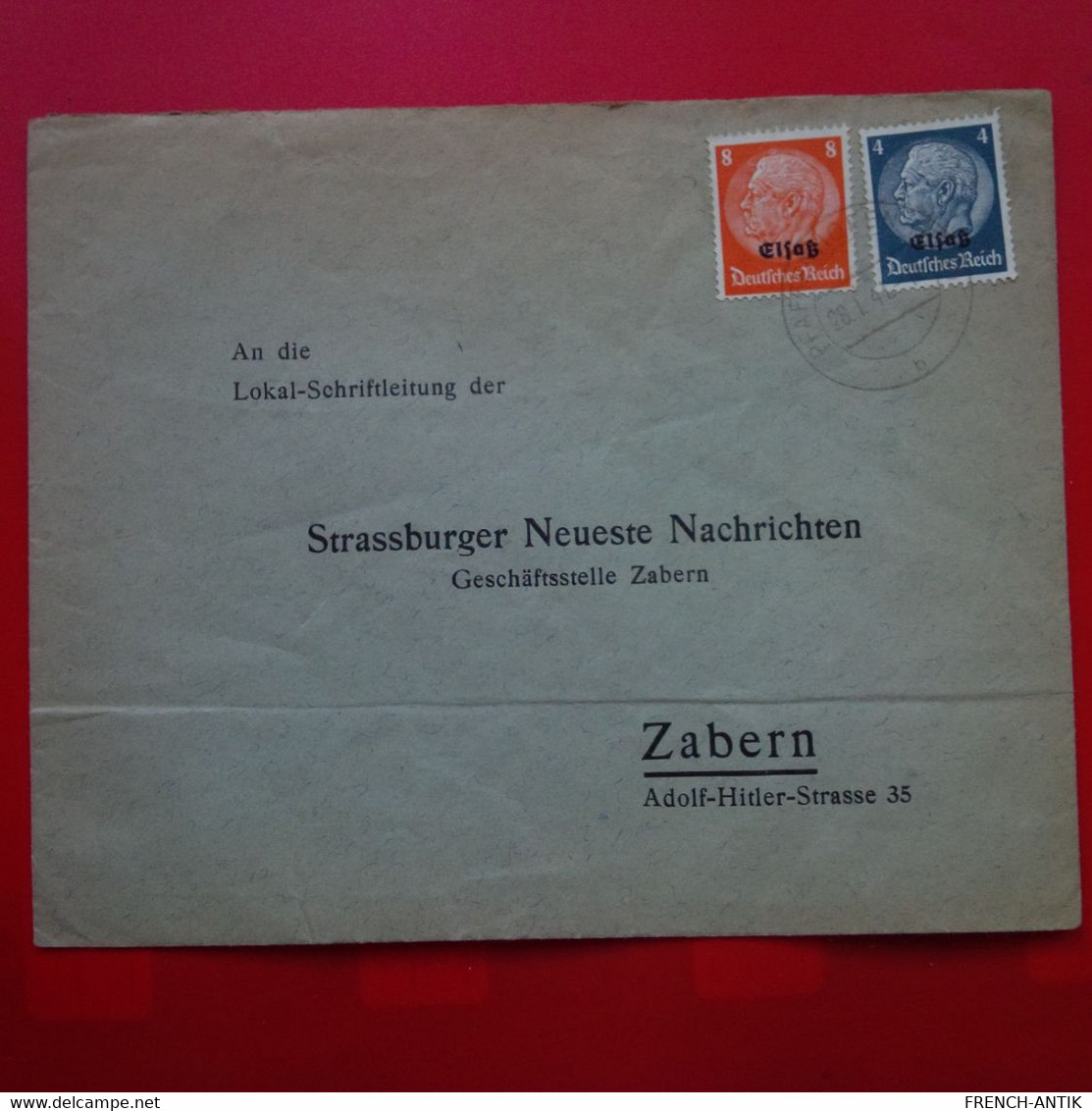 LETTRE SAVERNE ZABERN TIMBRE SURCHARGE ELSASS - Other & Unclassified
