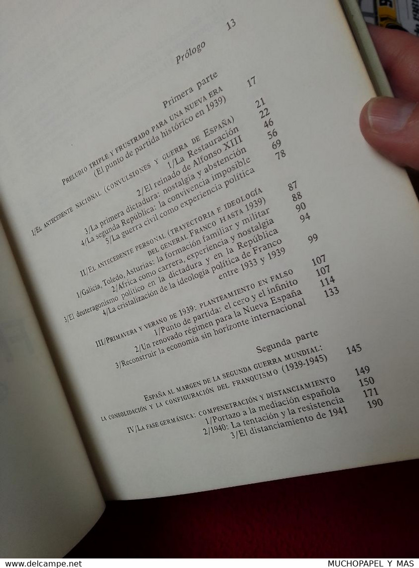 SPAIN ESPAÑA LIBRO HISTORIA DEL FRANQUISMO RICARDO DE LA CIERVA ORÍGENES Y CONFIGURACIÓN 1939-1945, 436 PÁGINAS..FRANCO.