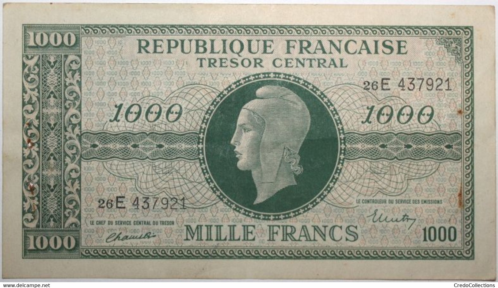 France - 1000 Francs - 1945 - PICK 107a.2 / VF13.2 - TTB+ - 1943-1945 Marianne