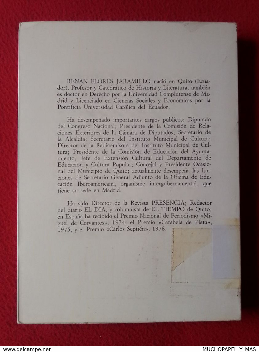 LIBRO LETRAS NUESTRAS RENAN FLORES JARAMILLO EDICIONES CULTURA HISPÁNICA 1981 MADRID, VER FOTOS Y DESCRIPCIÓN........... - Altri & Non Classificati