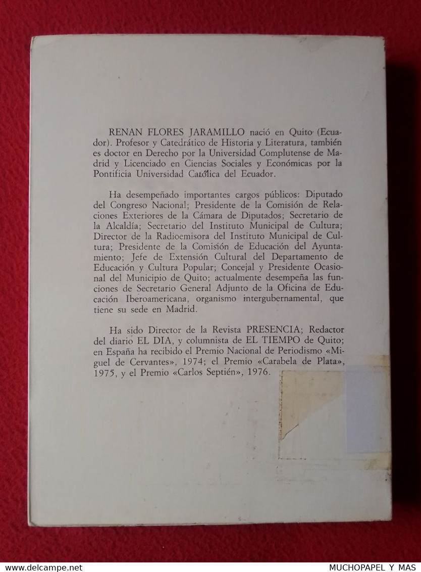 LIBRO LETRAS NUESTRAS RENAN FLORES JARAMILLO EDICIONES CULTURA HISPÁNICA 1981 MADRID, VER FOTOS Y DESCRIPCIÓN........... - Autres & Non Classés