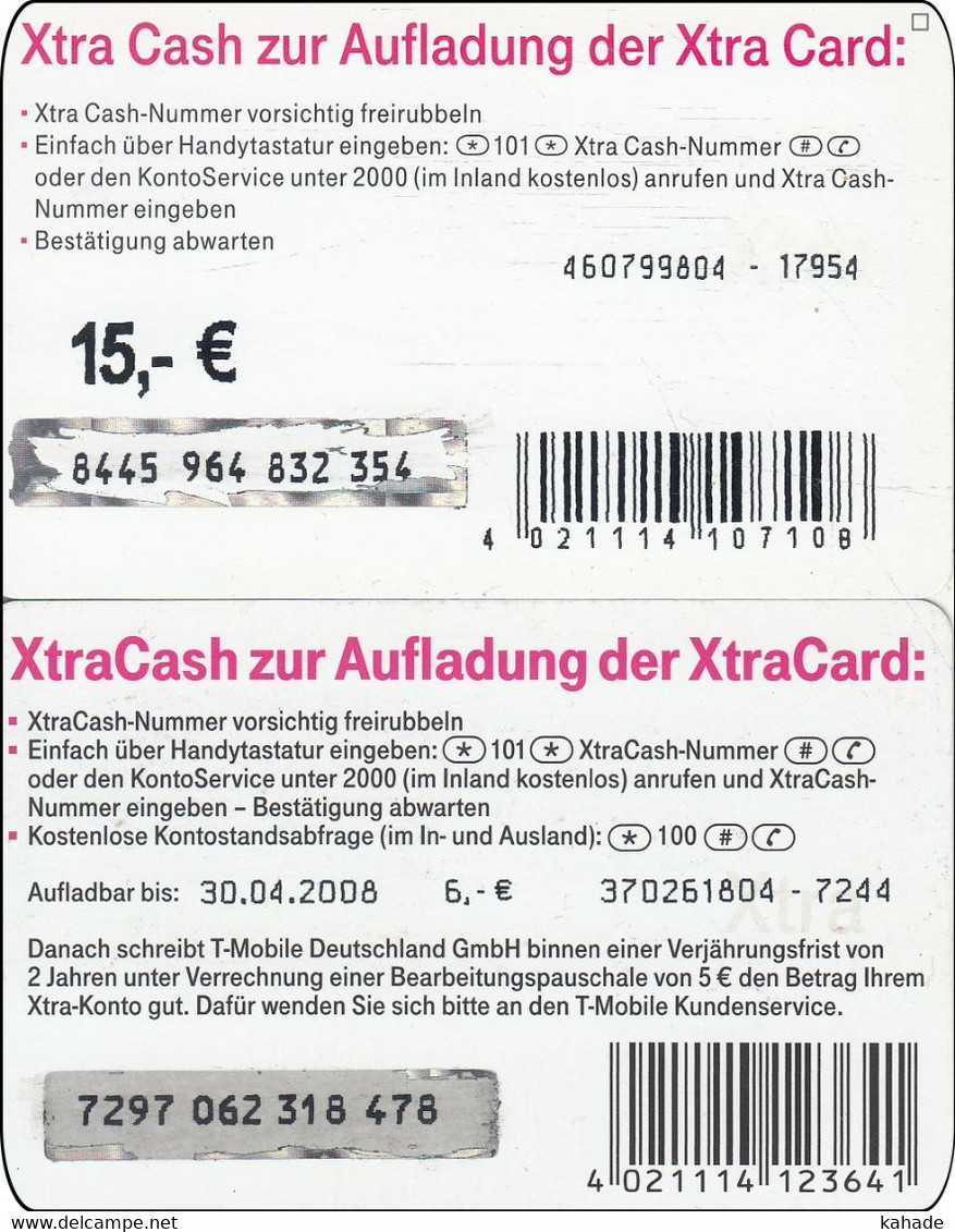 2 X Germany  Phonecard Xtra Cash Fussball Soccer Und Gruppe - T-Pay Micro-Money