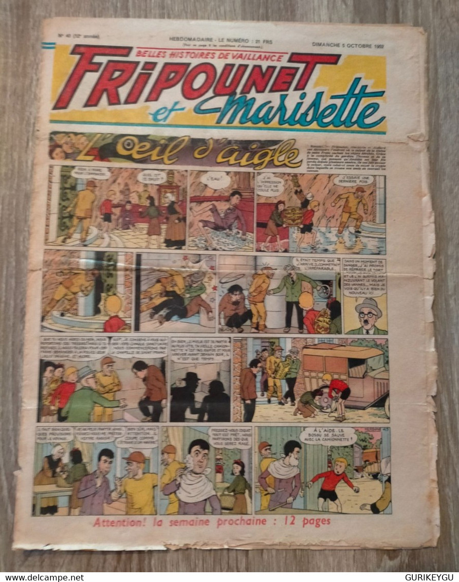 Fripounet Et Marisette N° 40 Sylvain Et  Sylvette  05/10/1952  L'oeil D'aigle - Sylvain Et Sylvette