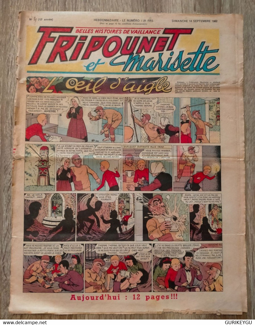 Fripounet Et Marisette N° 37 Sylvain Et  Sylvette 14/09/1952  L'oeil D'aigle  MARTIAL ERIK - Sylvain Et Sylvette