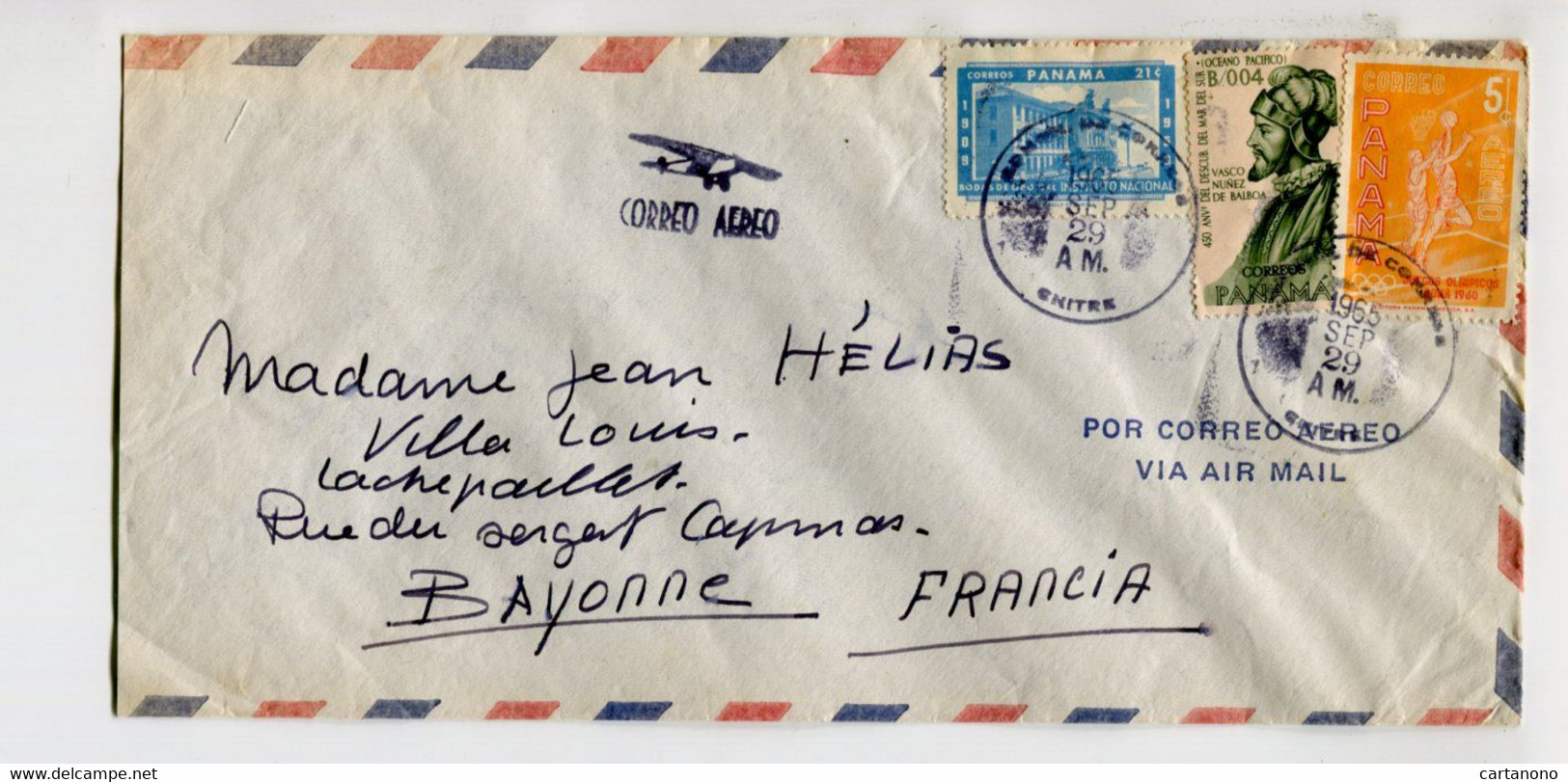 PANAMA 1965 - Affr. Sur Lettre Par Avion Pour La France - Basket - Panamá
