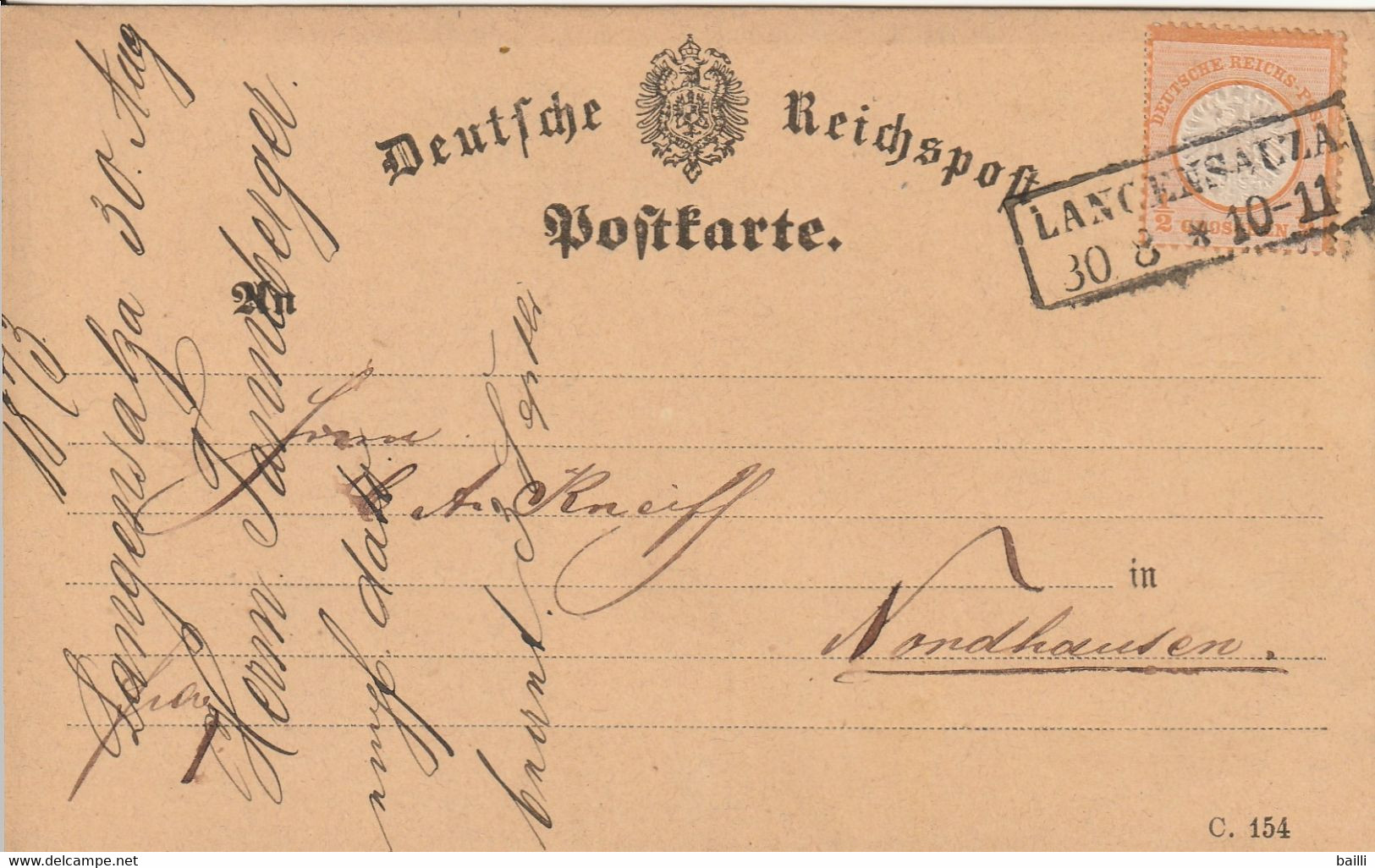 Allemagne Cachet Langensalza Sur Carte 1873 - Storia Postale