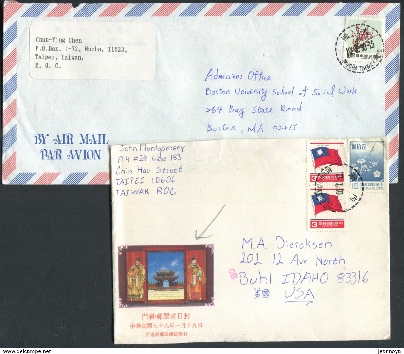 FORMOSE - 2 LETTRES AVION DE TAIPEI EN 1990 POUR LES USA. - TB - Covers & Documents