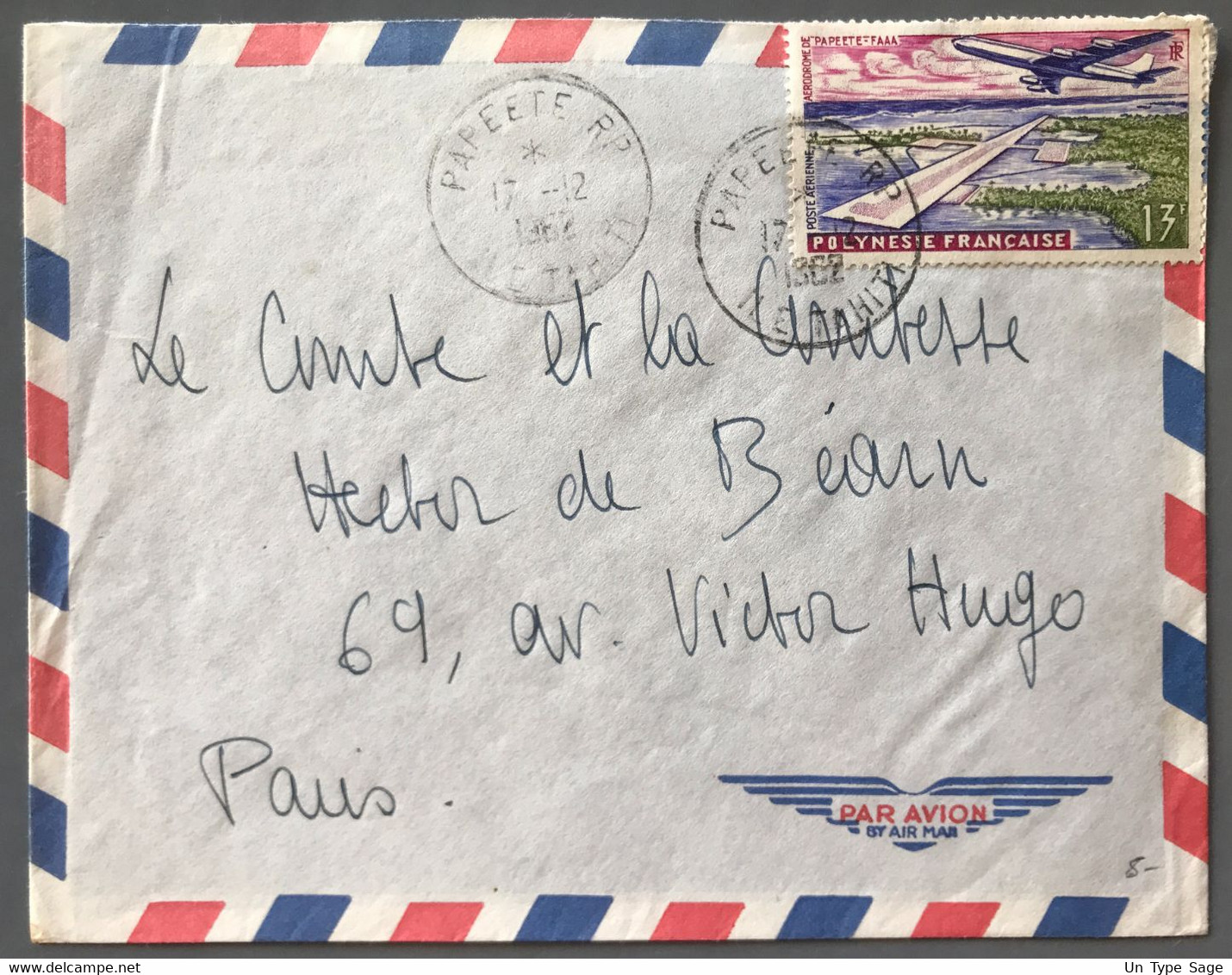 Polynésie Française PA N°5 Sur Enveloppe TAD PAPEETE, Ile Tahiti 17.12.1962 - (B2104) - Storia Postale