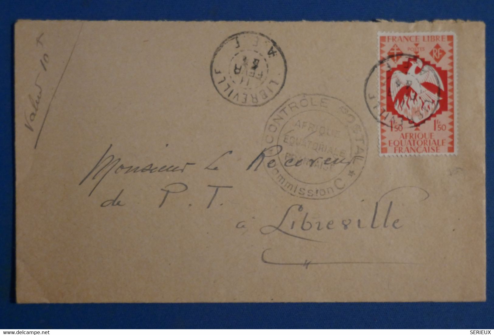 AJ16   AEF  BELLE LETTRE CENSUREE RARE   1941 LIBREVILLE  +CACHETS INVERSES++ AFFRAN. PLAISANT - Brieven En Documenten