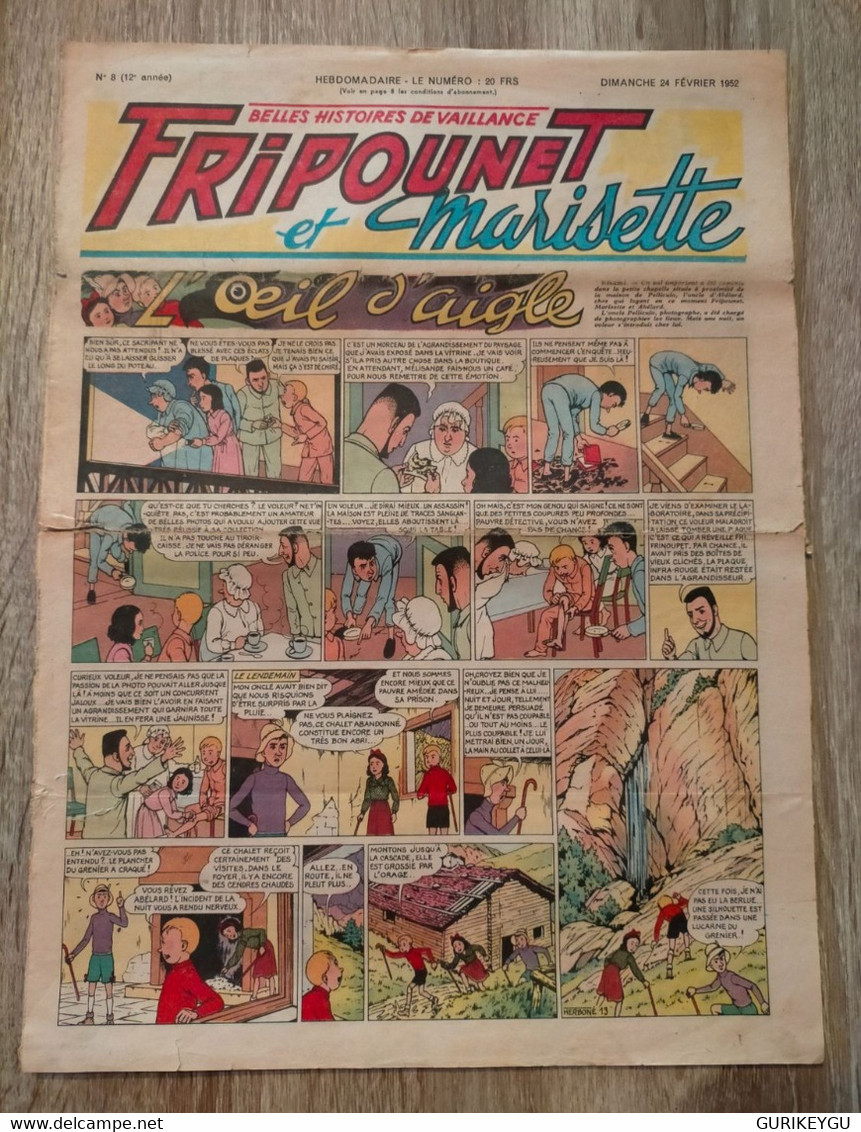 Fripounet Et Marisette N° 8 Sylvain Et  Sylvette 24/02/1952  L'oeil D'aigle MARTIAL - Sylvain Et Sylvette