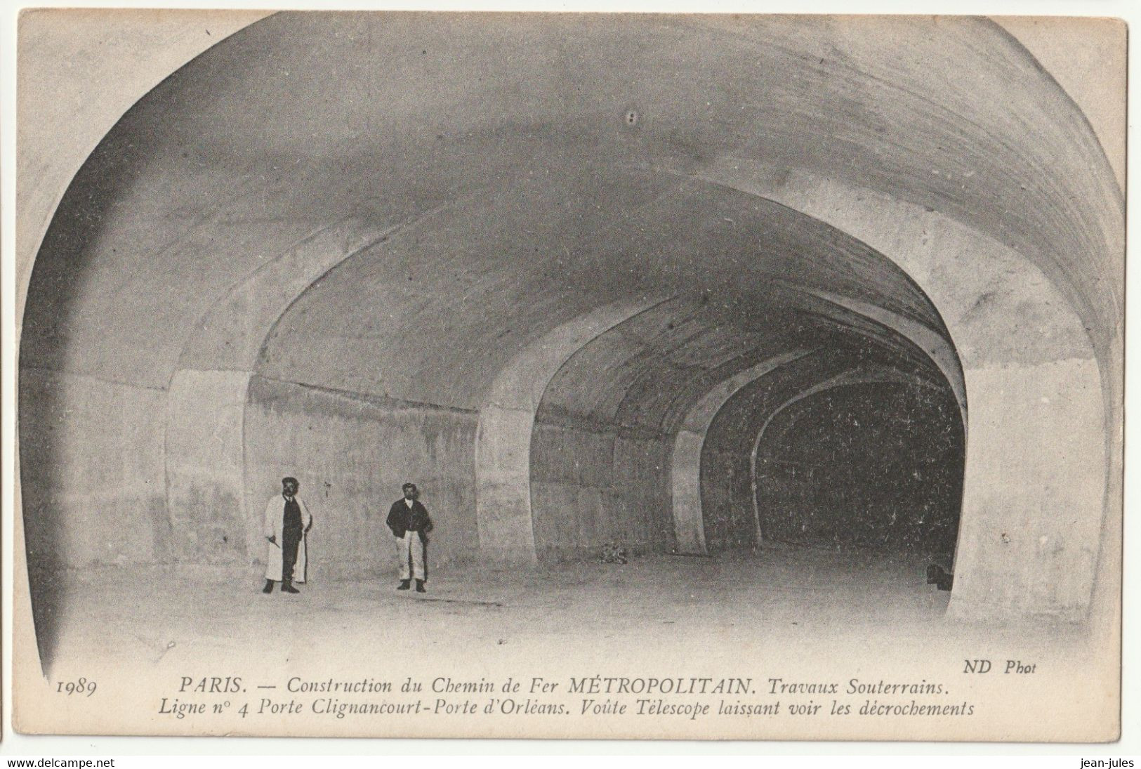 Paris Construction Du Chemin De Fer Métropolitain Ligne N°4 Porte Clignancourt-Porte D'Orléans Voûte Téléscope - Métro