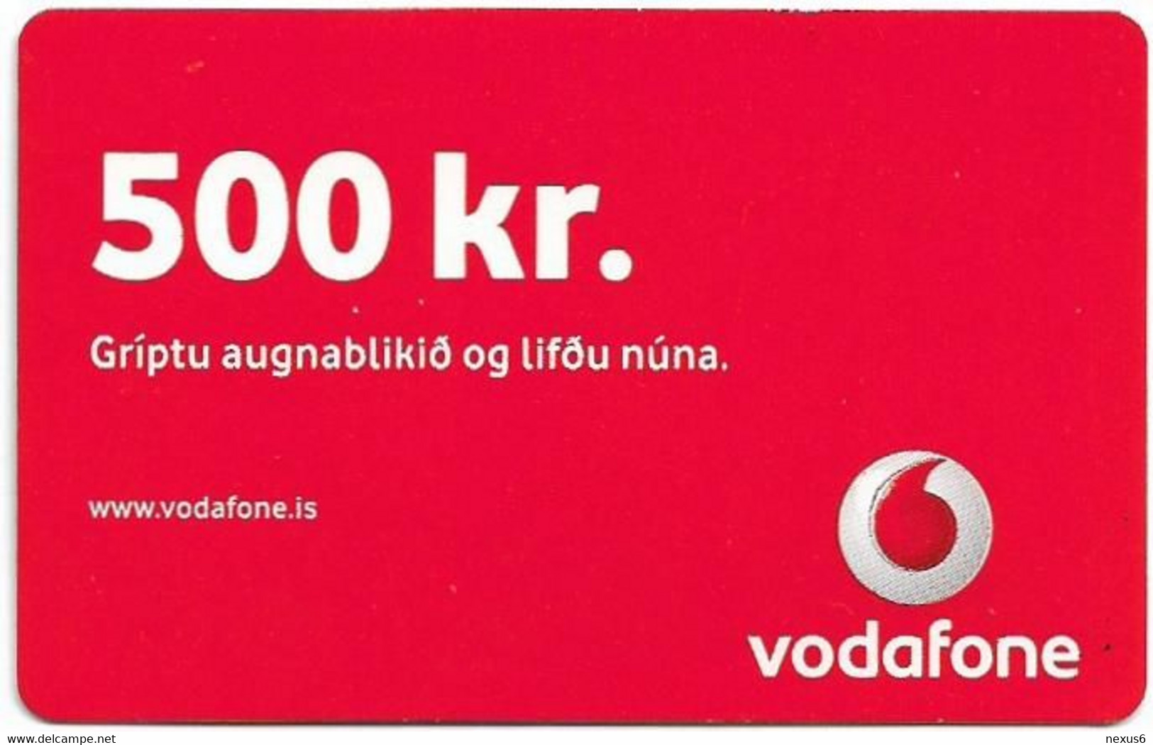Iceland - Vodafone - Red, GSM Refill 500Kr, Used - Islandia