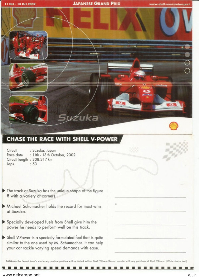 F 1. FERRARI SHELL Japanese Grand Prix 2002. Suzuka Track. Postcard. - Automobile - F1