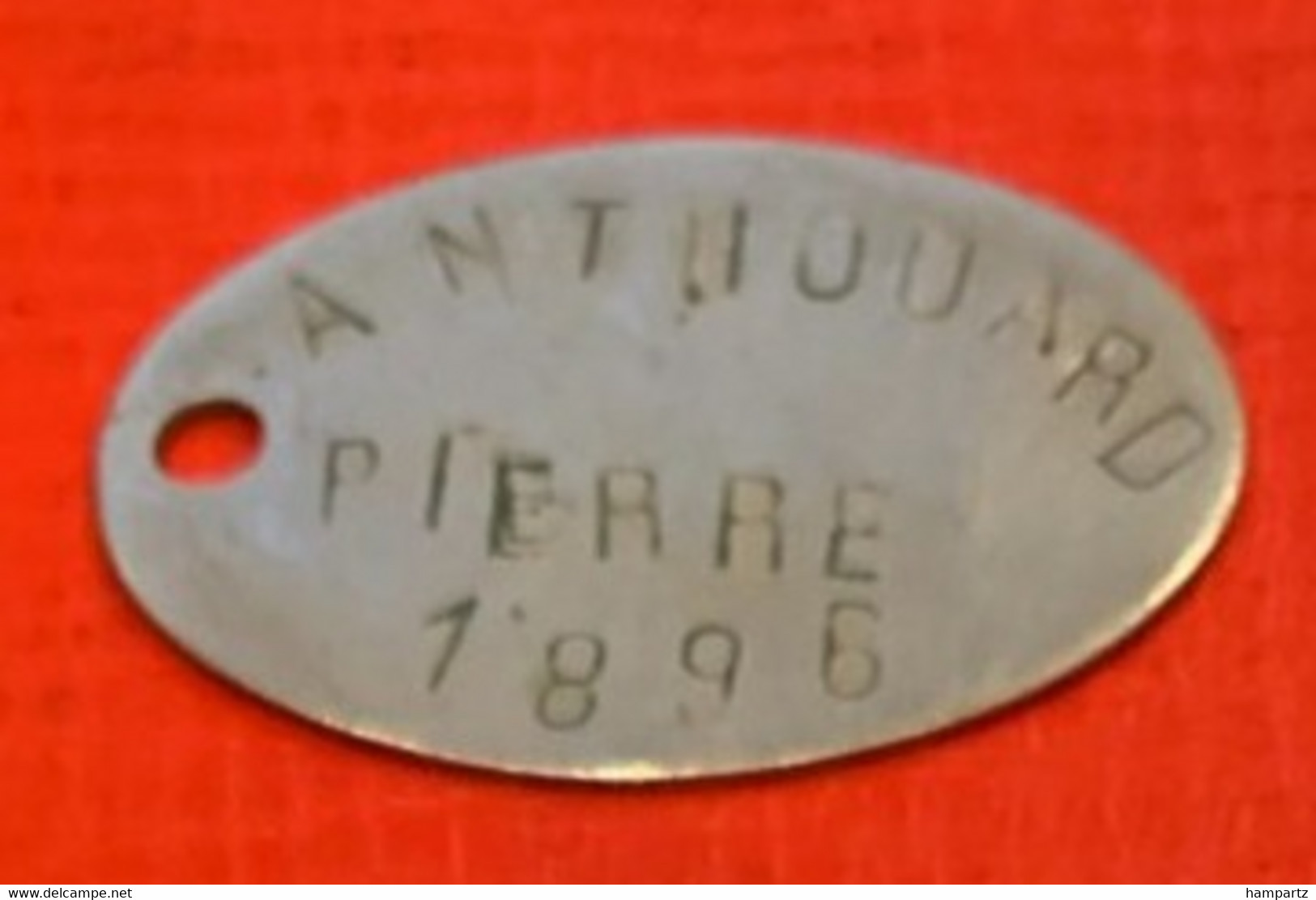 GARD-NIMES Guerre 1914/18 Plaque D'identité ANTHOUARD Pierre 1896 - Nîmes N°1064 Nickel 35X25mm - TB - Autres & Non Classés