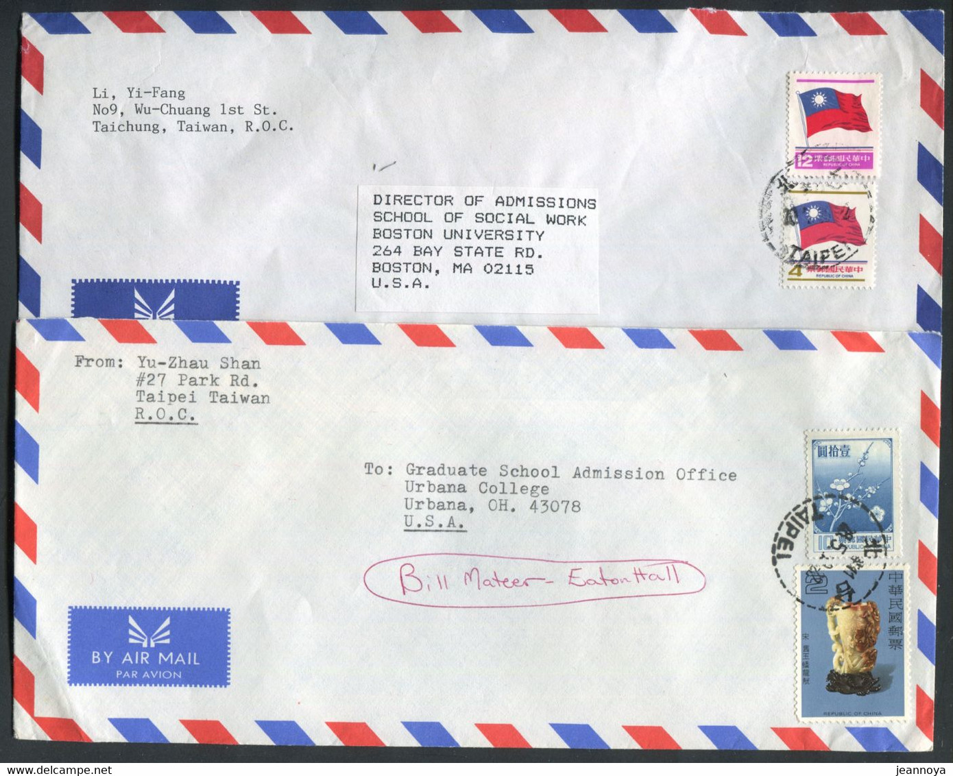 FORMOSE - 4 LETTRES AVION DIVERSES DE TAIPEI POUR LES USA.- TB - Covers & Documents