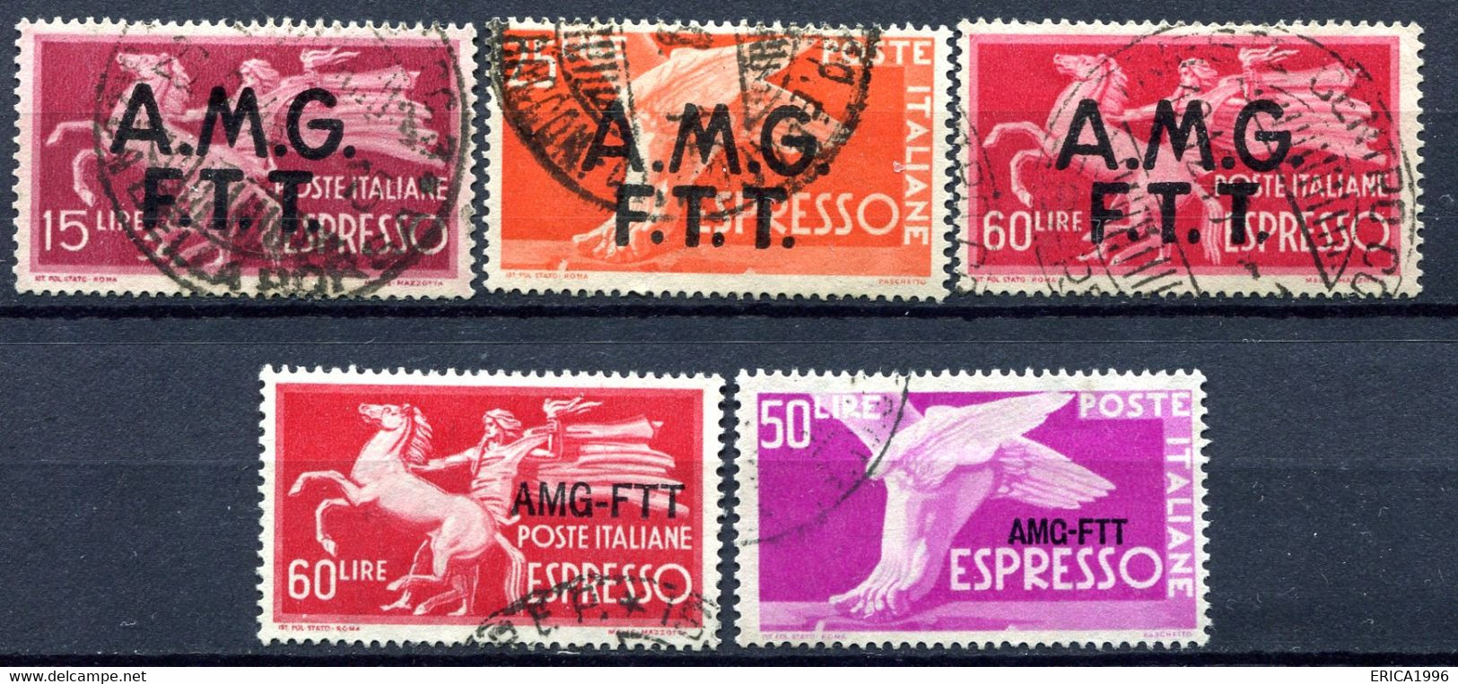 Z2906 ITALIA TRIESTE A 1947-50 Espresso, Lotto Di 5 Francobolli Differenti, Usati, Valore Catalogo € 135, Buone-ottime C - Posta Espresso