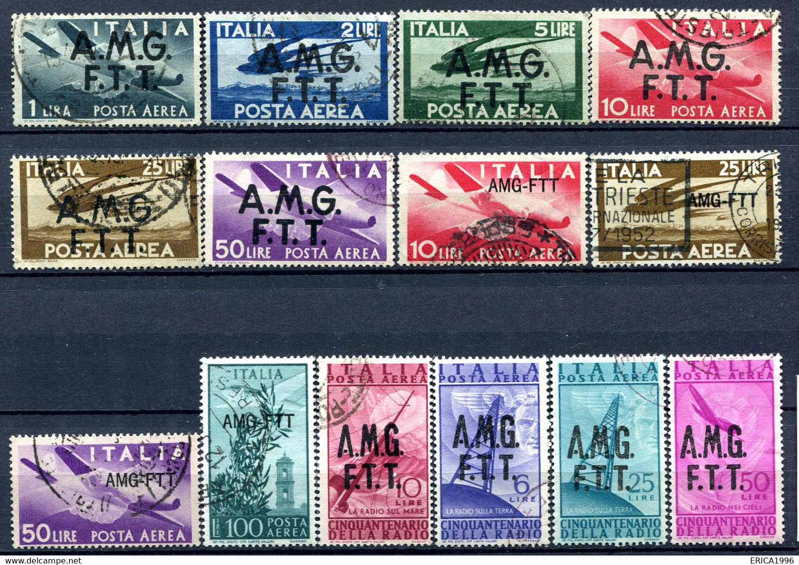 Z2903 ITALIA TRIESTE A 1947-52 Posta Aerea Lotto Di 14 Francobolli Differenti Usati, Valore Catalogo € 134, Buone-ottime - Poste Aérienne