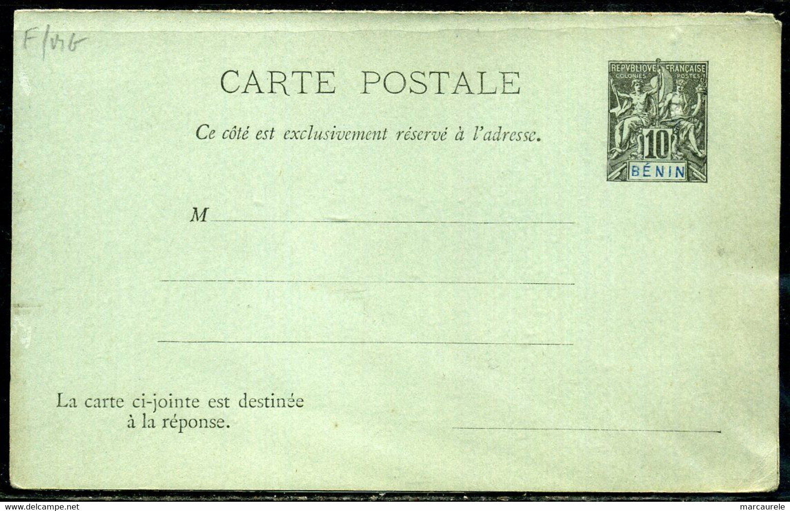 Bénin Entier Postal Avec Réponse Payée, 10c Groupe - Brieven En Documenten