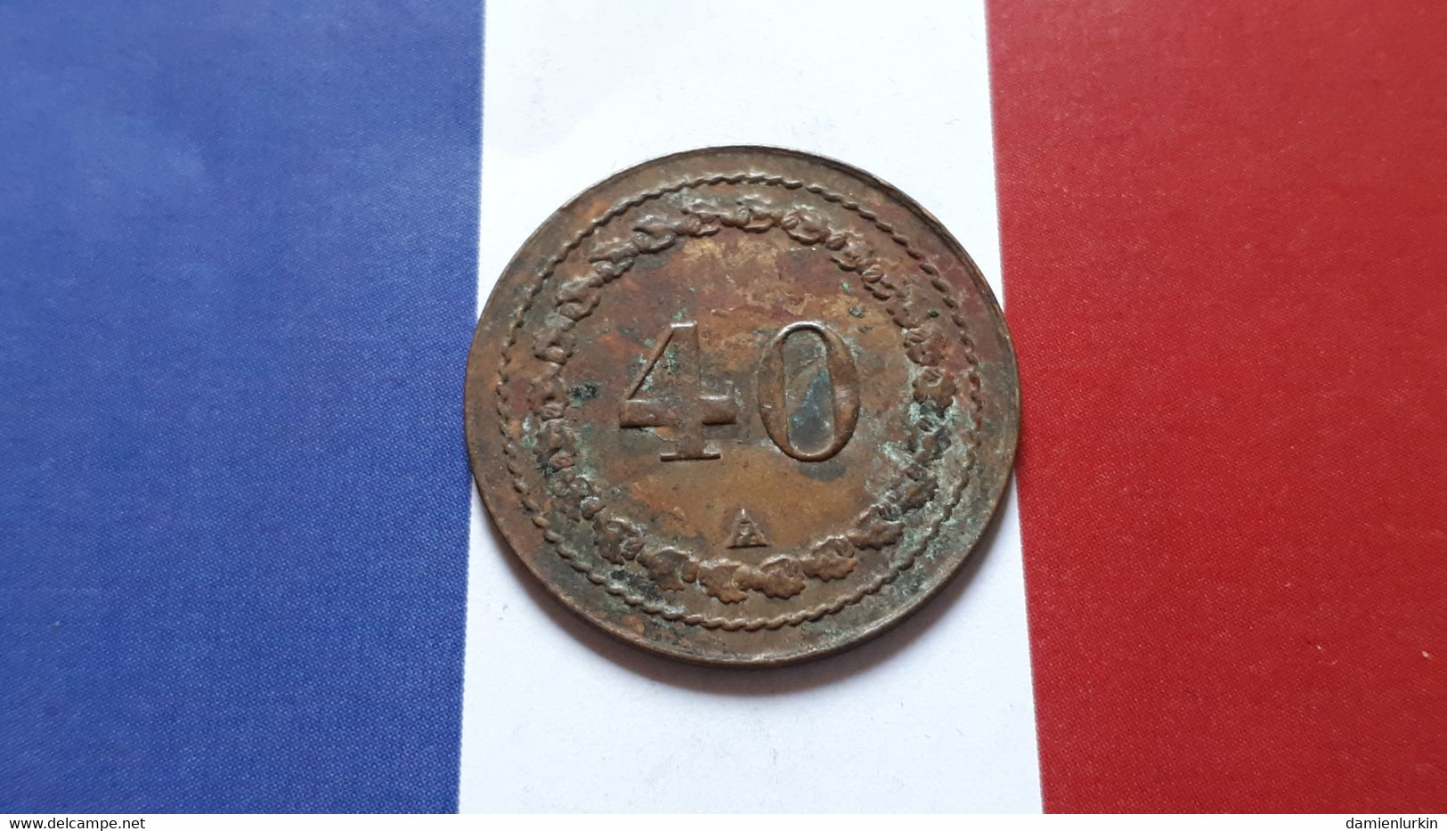 FRANCE JETON 40 LAITON OU CUIVRE JAUNE 27.5MM FRAPPE MEDAILLE - Monétaires / De Nécessité