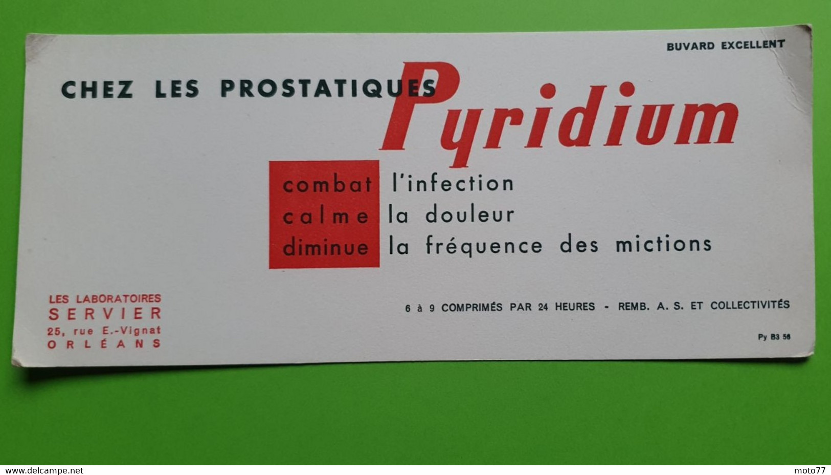 Buvard 430 - Laboratoire Servier - PYRIDIUM - Etat D'usage:voir Photos - 25x10.5 Cm Environ - Vers 1950 - Produits Pharmaceutiques