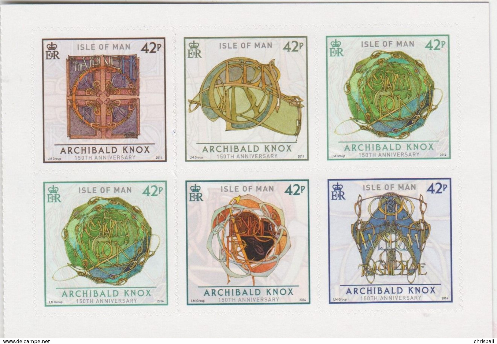 Isle Of Man 2014 Archibald Knox Self Adhesive Set 5 - Unmounted Mint NHM - Man (Ile De)