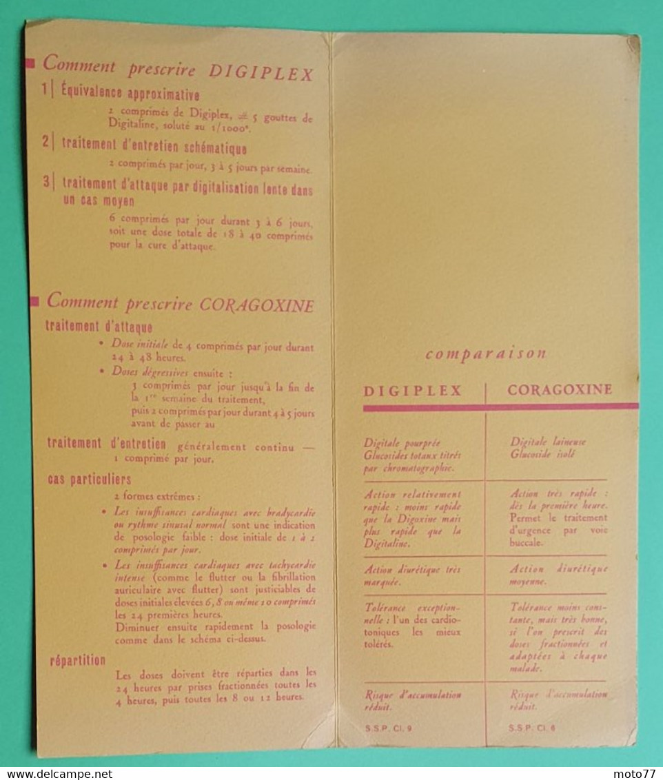 Buvard 435 - Laboratoire Servier - DIGIPLEX CORAGOXINE - Etat D'usage:voir Photos - Fermé 26x11 Cm Environ - Vers 1950 - Produits Pharmaceutiques