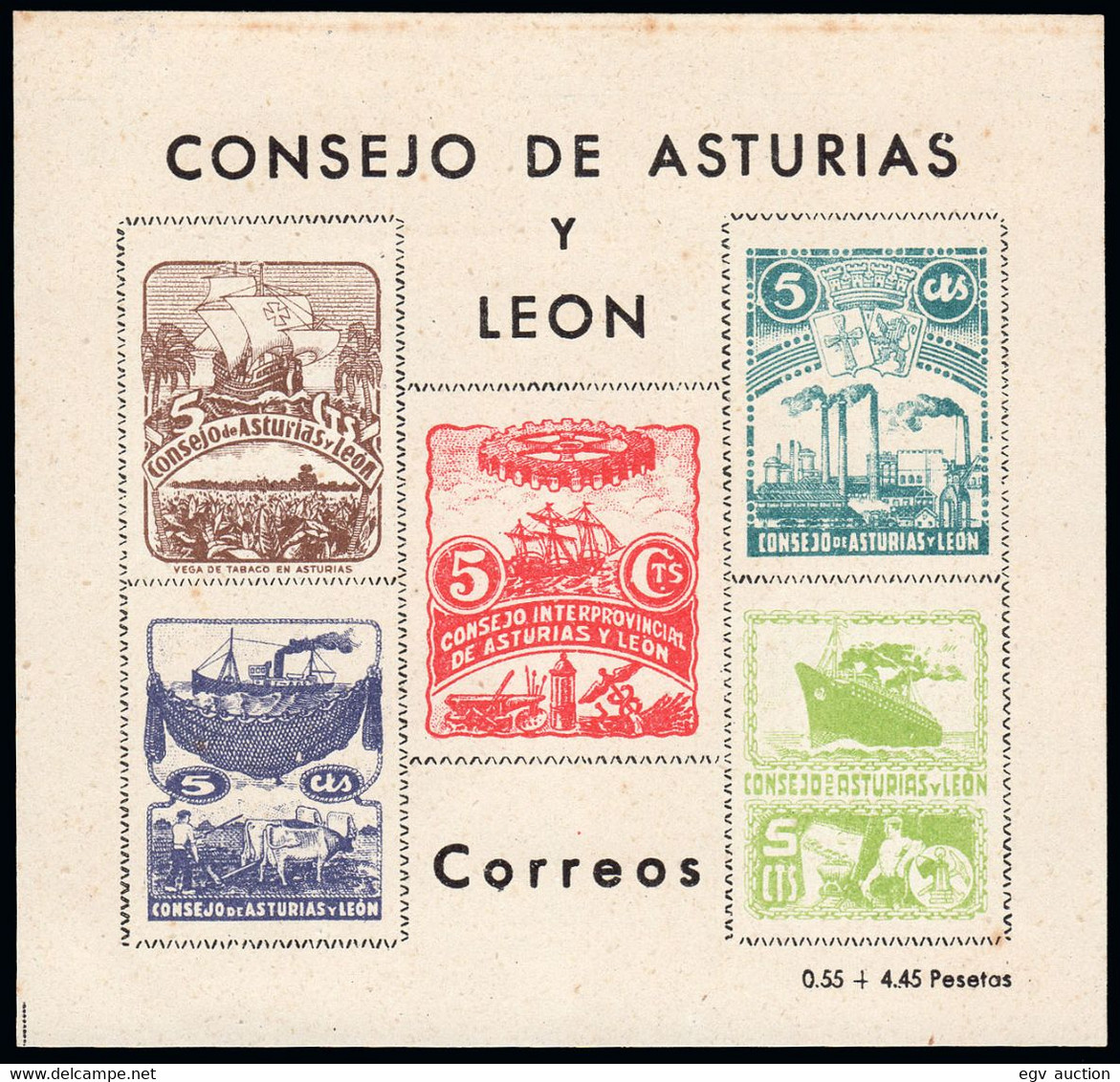 España - Asturias Y León - (*) S/Cat - HB Privada Con Los Sellos 1/7 - Asturies & Leon