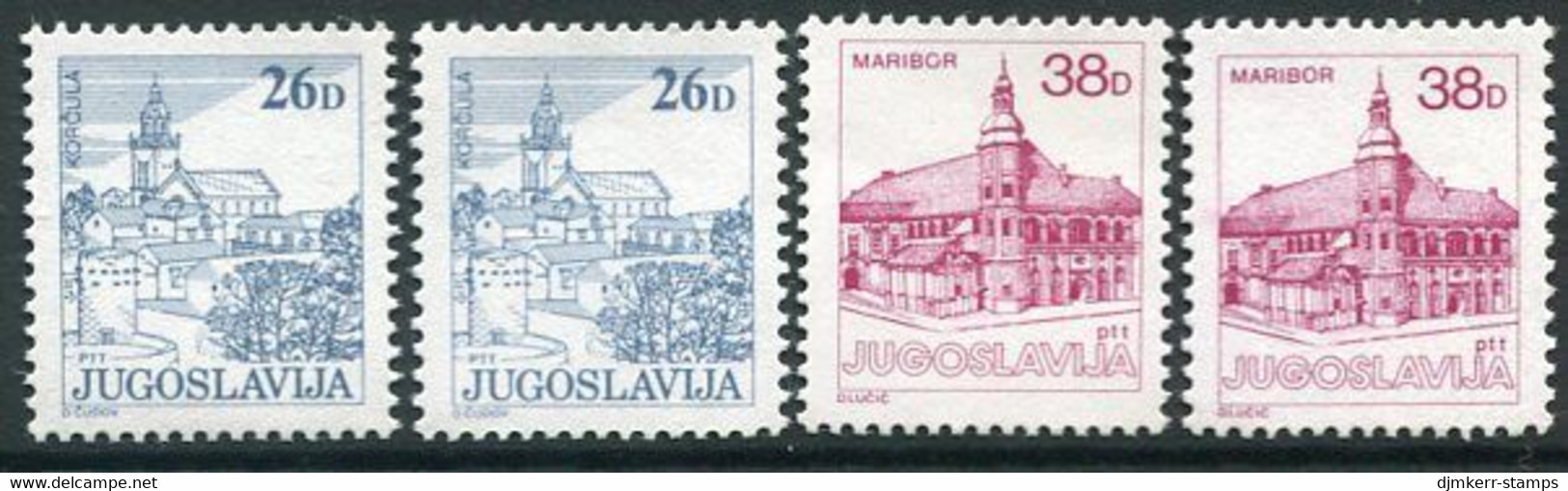 YUGOSLAVIA 1984 Towns Definitive 26 D., 38 D. Both Perforations MNH / **.  Michel 2059-60A,C - Ongebruikt