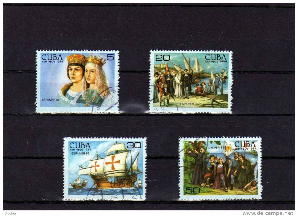 Entdeckung Amerika 2894/7,3ZD+Block 86C O 15€ ESPAMER 1985 Havanna Kuba Bloque Ss Philatelic Bloc Ship Se-tenant Bf Cuba - Collezioni & Lotti