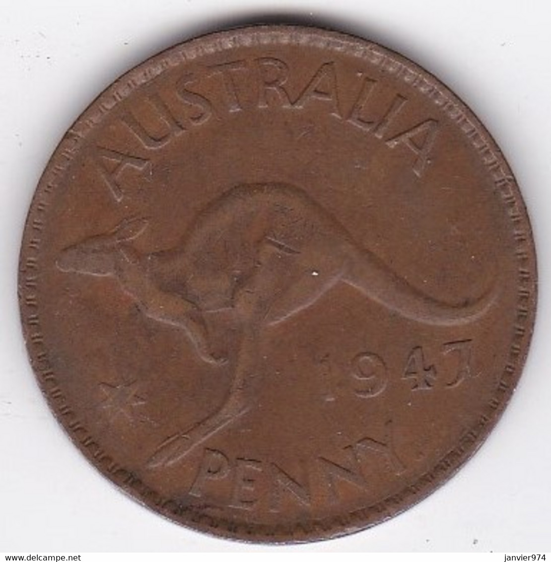 Australie. One Penny 1947 Point Apres Penny, George VI, En Bronze , KM# 36 - Penny