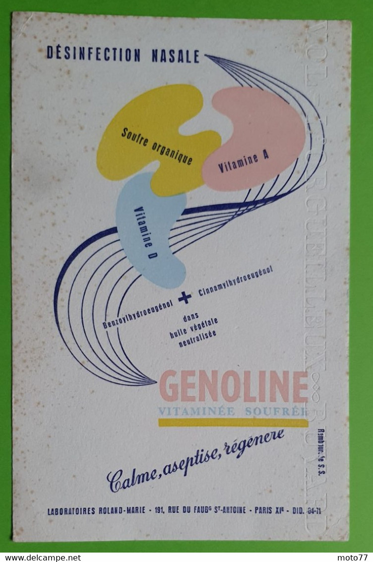 Buvard 503 - Laboratoire - GENOLINE - Etat D'usage : Voir Photos - 14x21 Cm Environ - Vers 1960 - Produits Pharmaceutiques