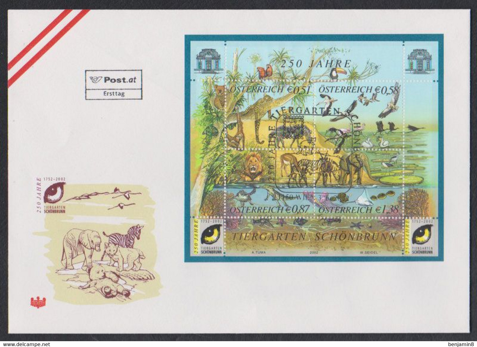 2002  FDC  Block 16  250 Jahre Tiergarten  Schönbrunn - FDC