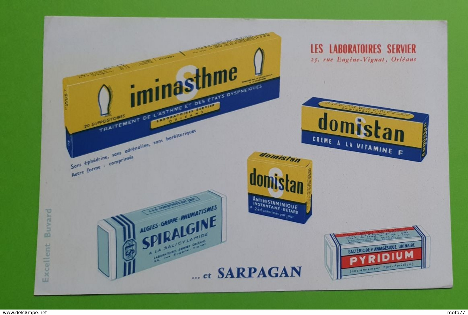 Buvard 516 - Laboratoire Servier - DOMISTAN Et SARPAGAN - Etat D'usage : Voir Photos - 20x13.5 Cm Environ - Vers 1960 - Produits Pharmaceutiques