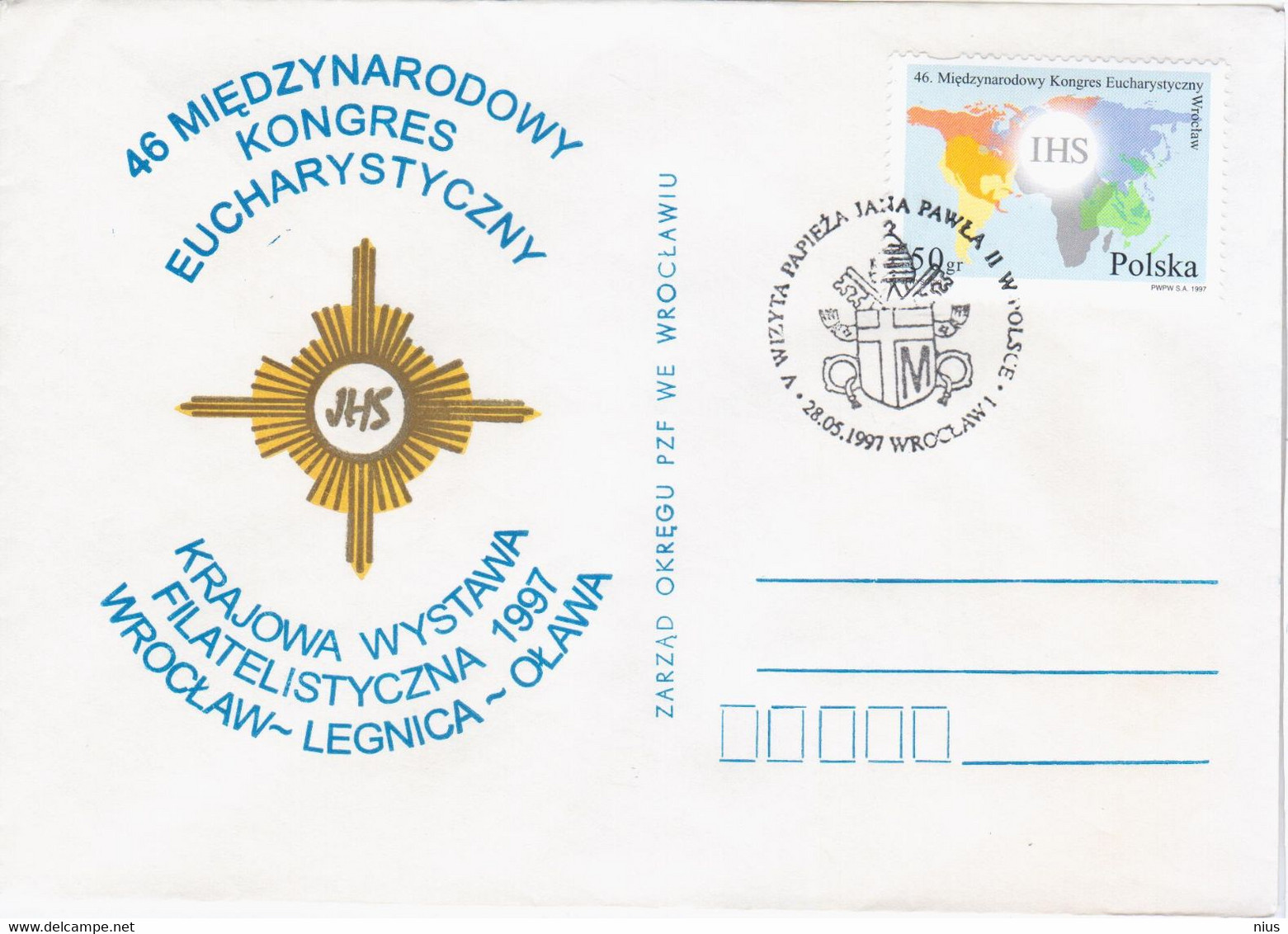 Poland Polska 1997 46th International Eucharistic Congress, Philatelic Exhibition, Wroclaw-Legnica-Olawa - Lettres & Documents