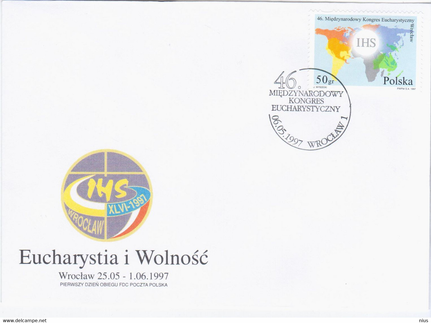 Poland Polska 1997 FDC 46th International Eucharistic Congress, Wroclaw - Lettres & Documents