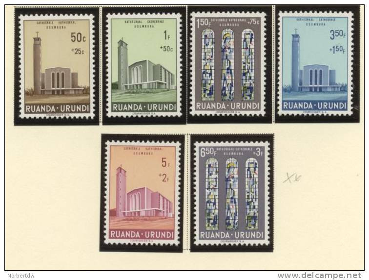 Ruanda**cathedrale Catholique Usumbura-6vals-1961-church-eglise-Congo-NSC-MNH - Unused Stamps