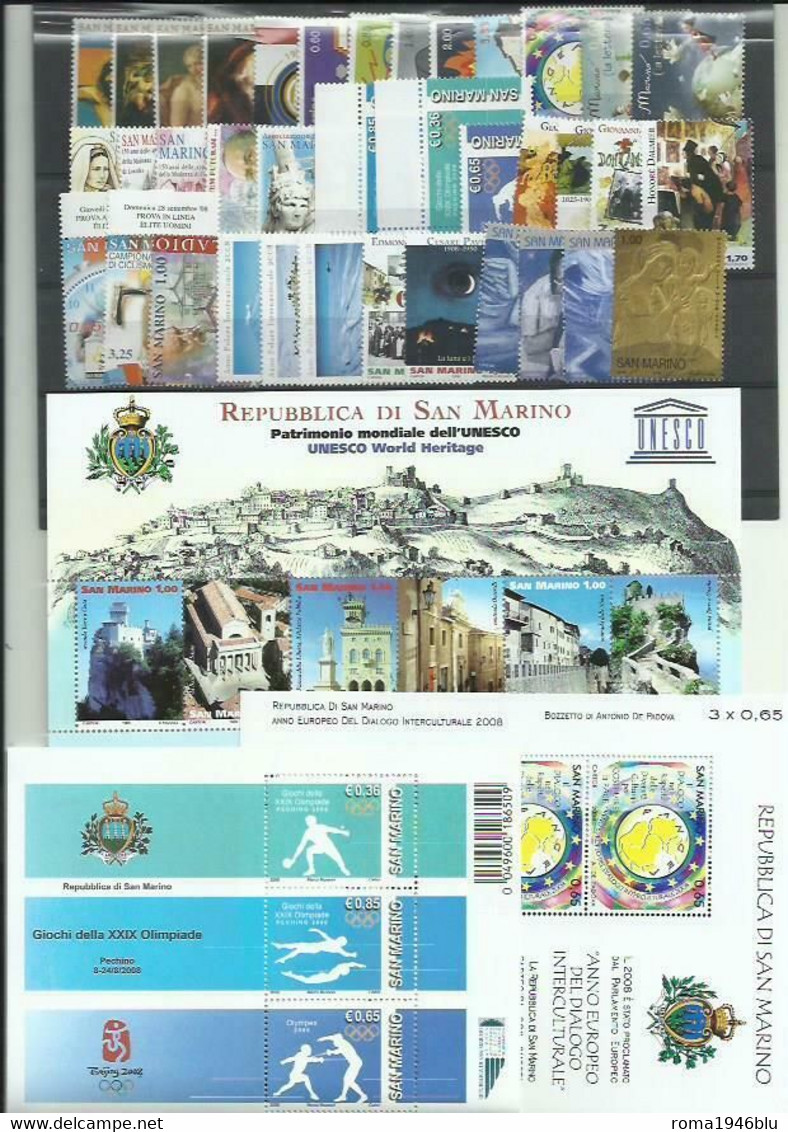 SAN MARINO 2008 ANNATA COMPLETA + 3 BF ** MNH - Années Complètes