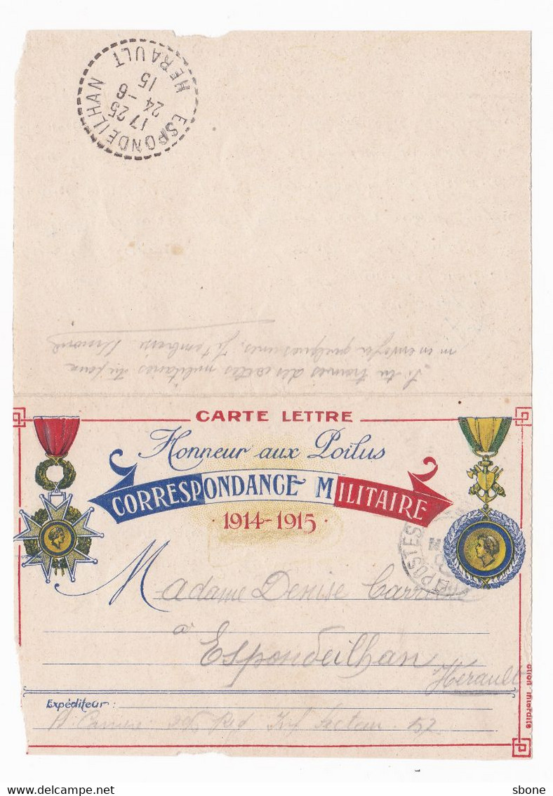 Carte Lettre Franchise Militaire Médailles - Covers & Documents