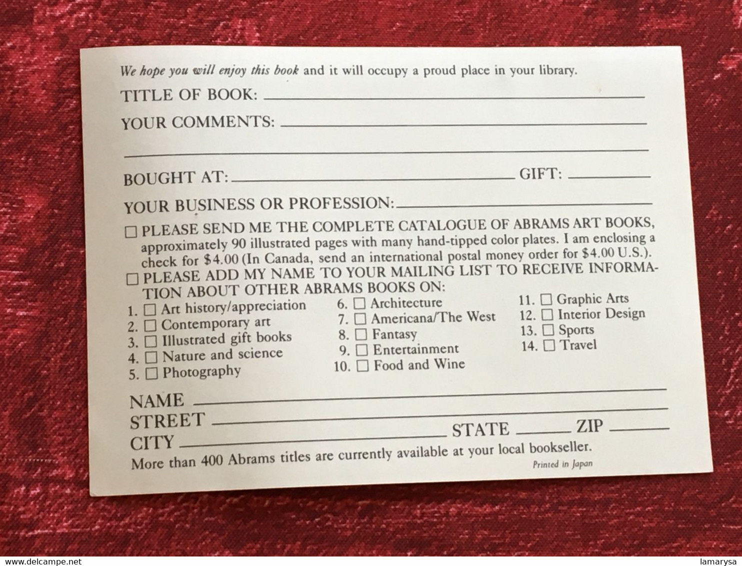 Business Reply Mail-New-York USA Etats-Unis-☛document Commercial Publicitaire -☛Port Payé-Postage Paid-Book - Verenigde Staten