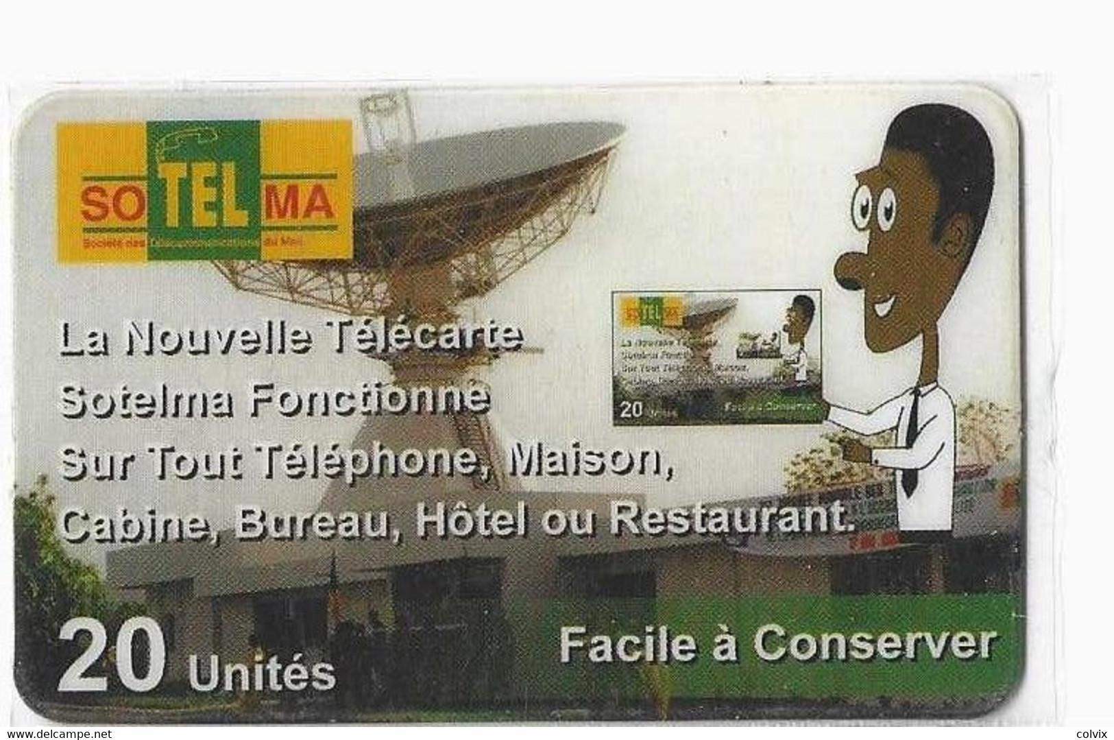 MALI RECHARGE SOTELMA 20U AU VERSO (ligne Une Fois Achetée, La Carte N'est Pas Remboursable) AU DESSUS DU TRAIT - Malí