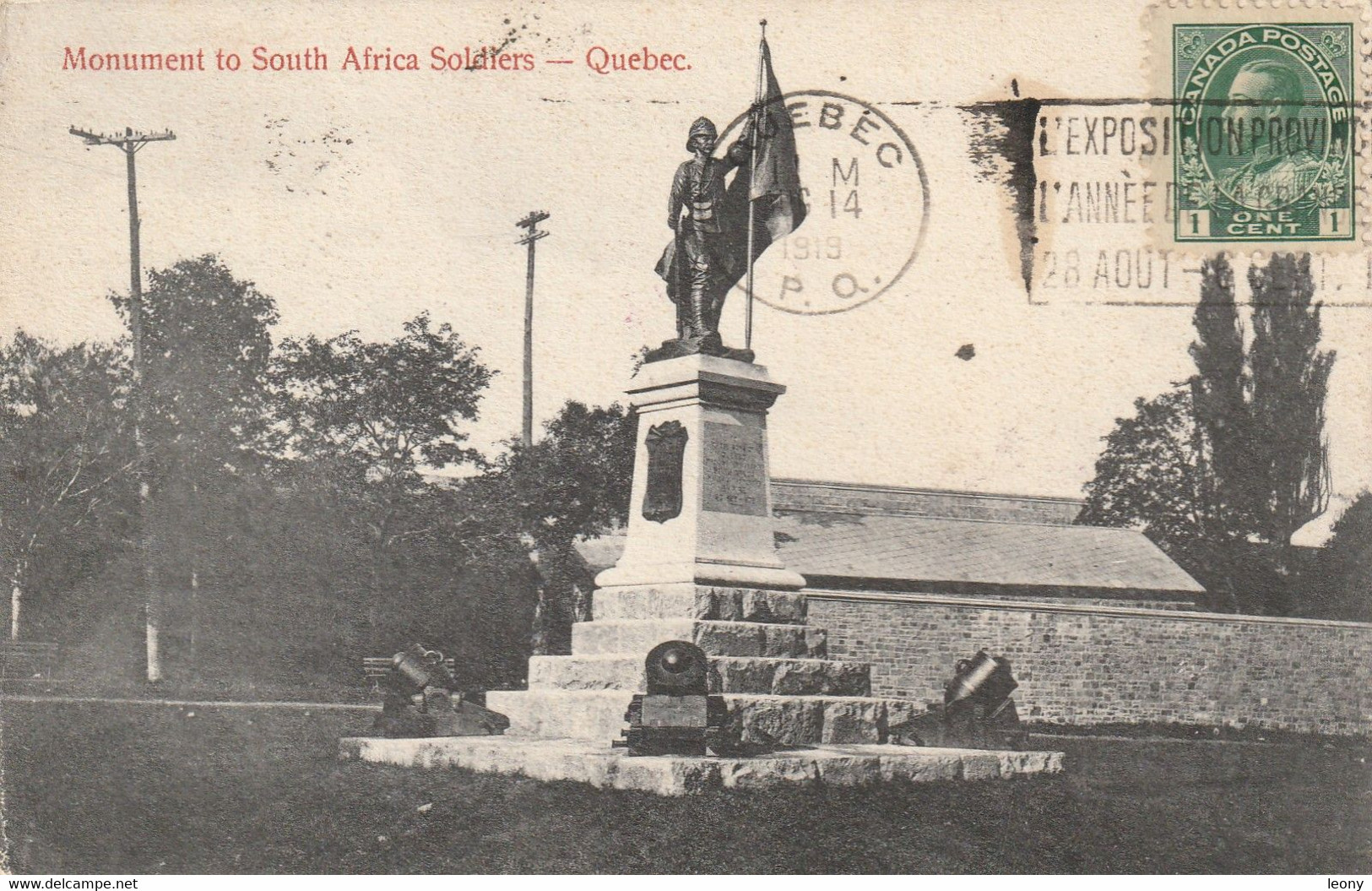 CPA Du CANADA - MONUMENT To SOUTH AFRICA SOLDIERS - 1919 - Québec - La Citadelle