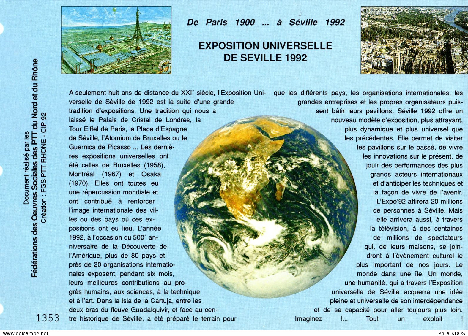 &#9989; " FEUILLET SPECIAL EXPO92 DE SEVILLE " Voir Les 4 Scans Parfait état ! - 1992 – Séville (Espagne)