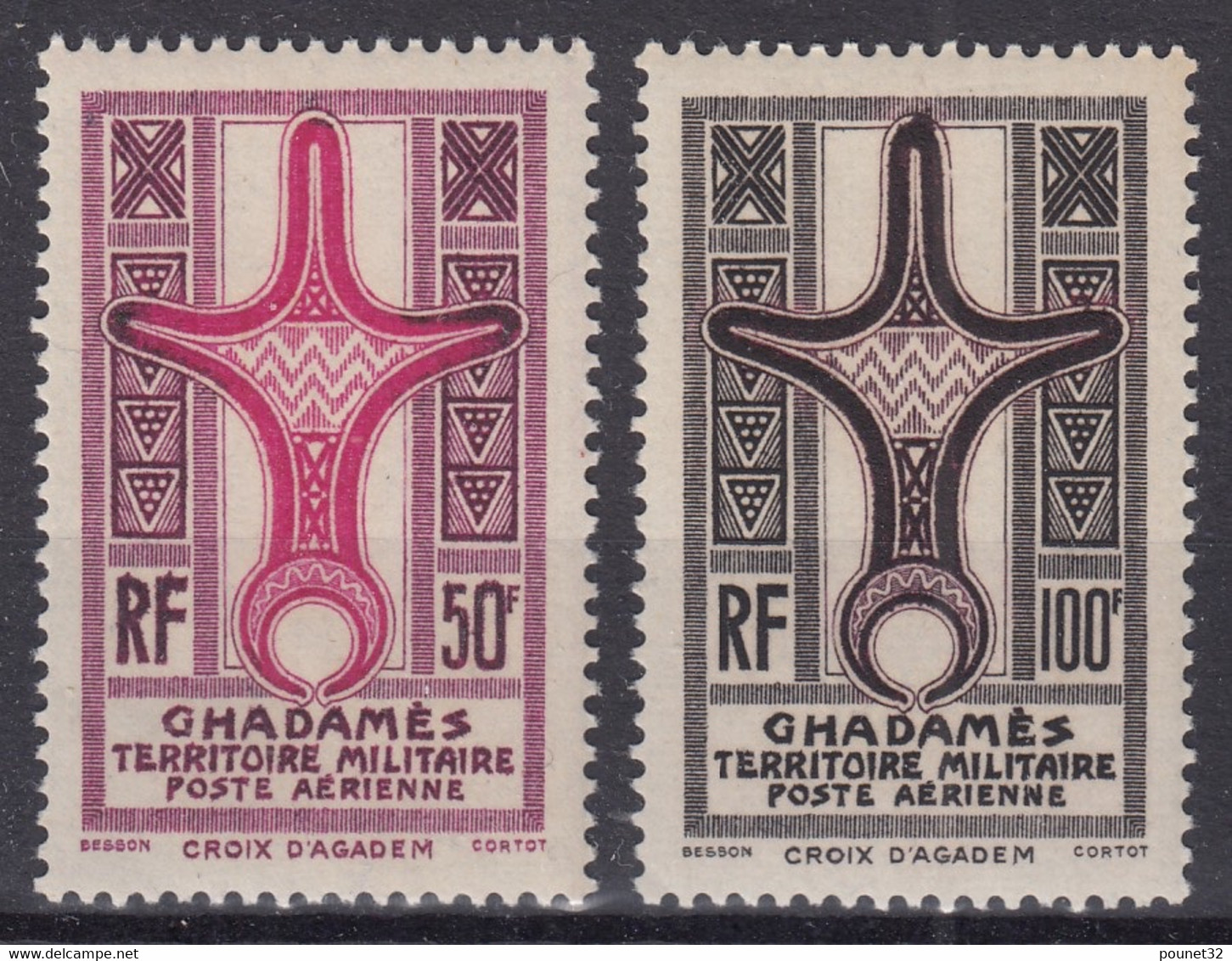 GHADAMES : POSTE AERIENNE CROIX D'AGADEM N° 1/2 NEUFS ** GOMME SANS CHARNIERE - Neufs