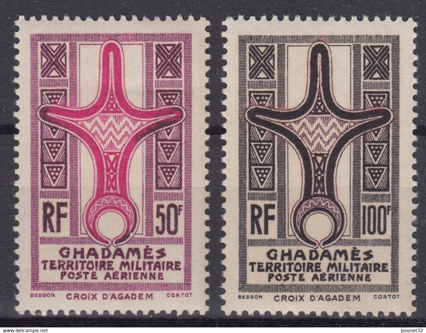 GHADAMES : POSTE AERIENNE CROIX D'AGADEM N° 1/2 NEUFS ** GOMME SANS CHARNIERE - Nuovi