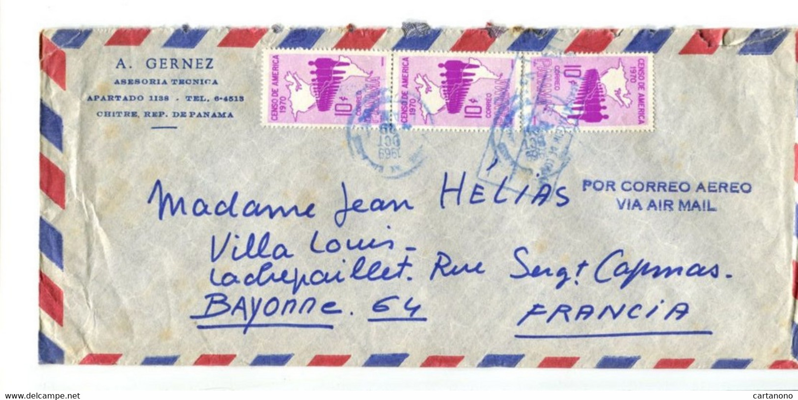 PANAMA 1969 - Affr. Sur Lettre Par Avion Pour La France - - Panama