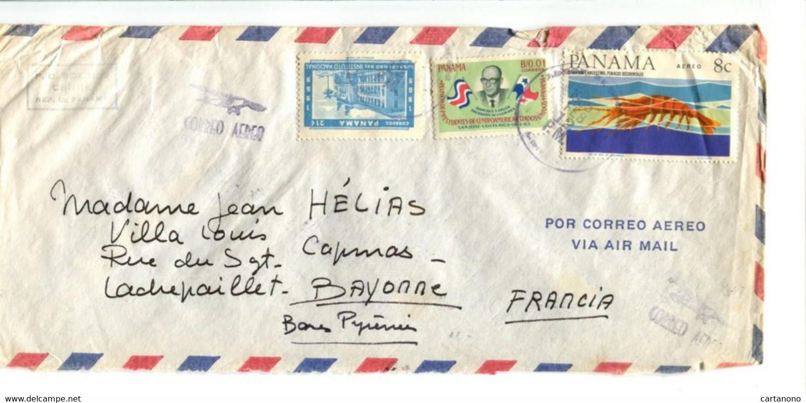 PANAMA 1966 - Affr.  Sur Lettre Par Avion Pour La France - - Panamá